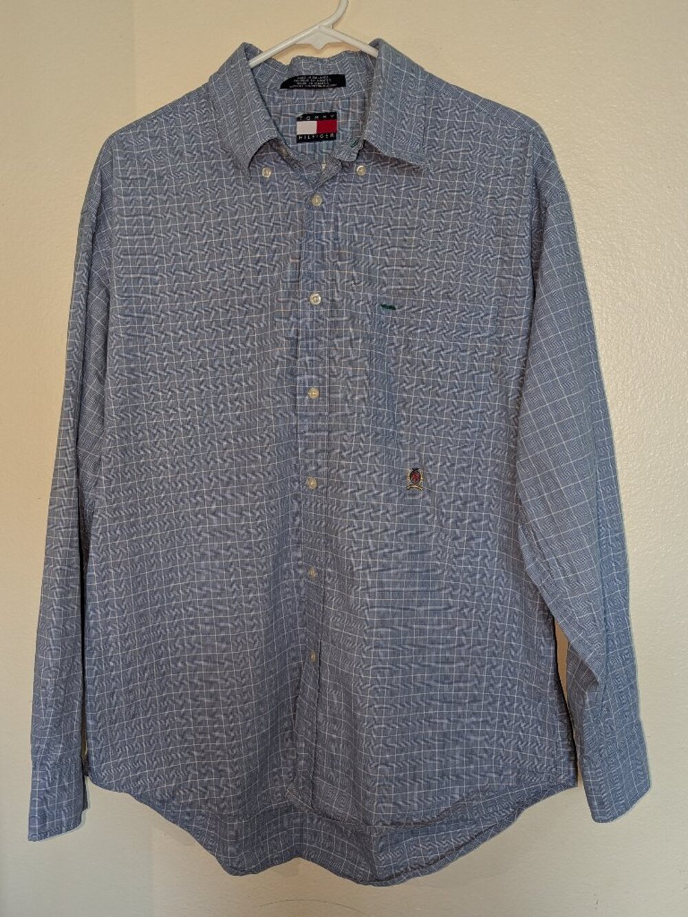 Vintage 2002 Tommy Hilfiger Blue Plaid Button Down Shirt Men's XL 100% Cotton